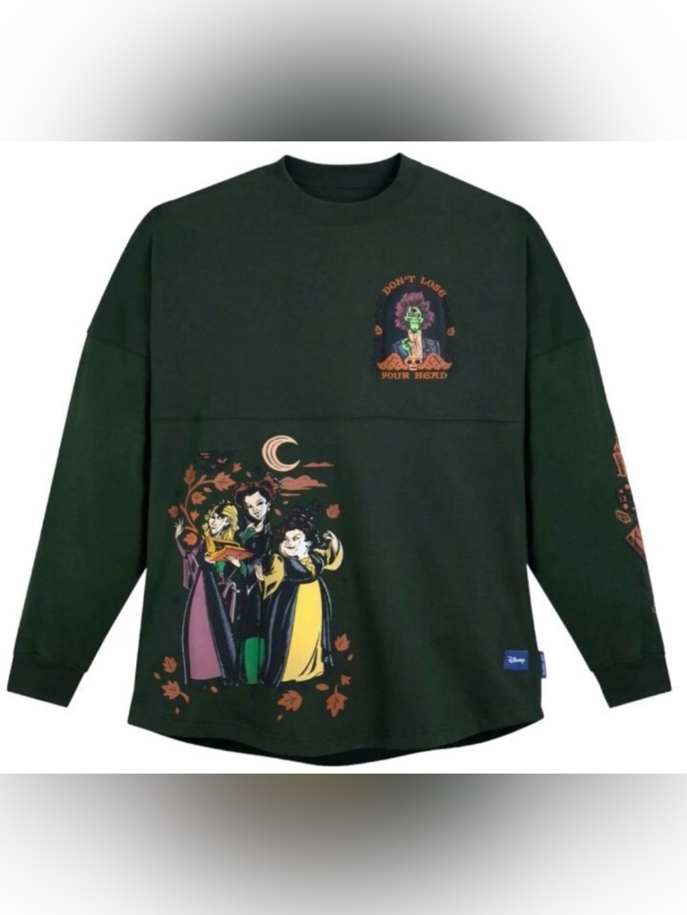 Disney Black Hocus Pocus Long Sleeve Tee with Colorful Witch Graphics